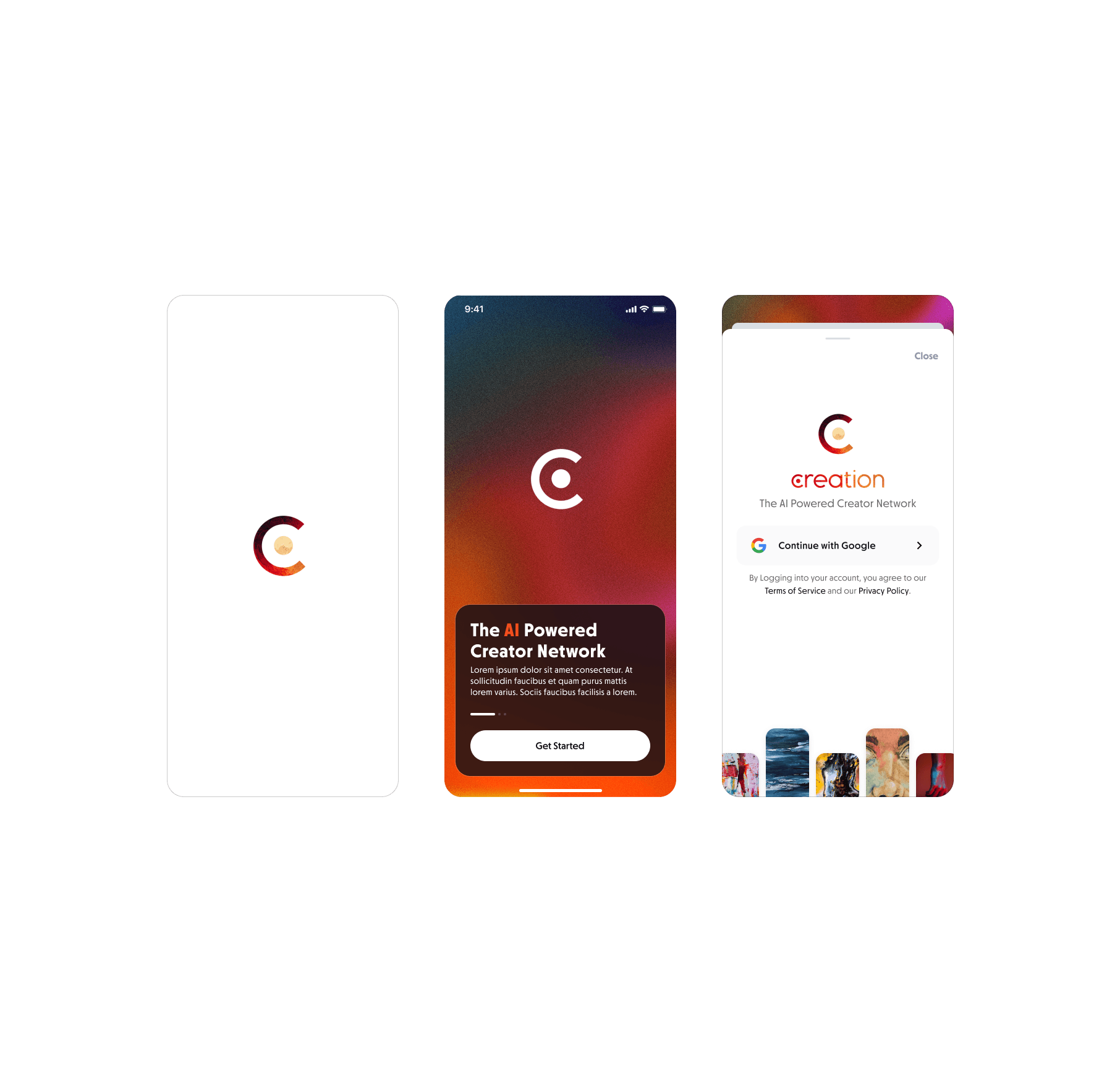 creation space mobile app splash screen