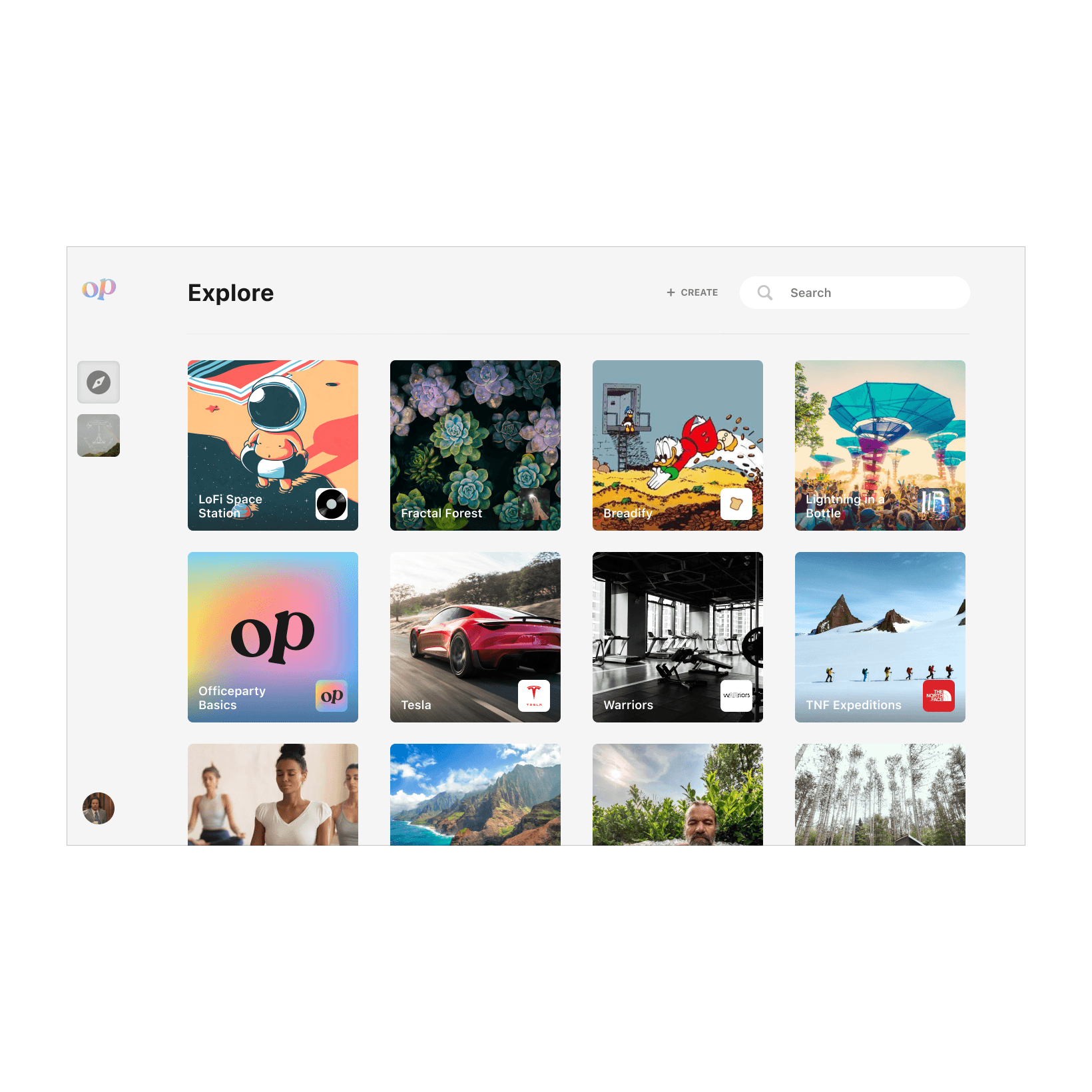 Office Party explore page ui design