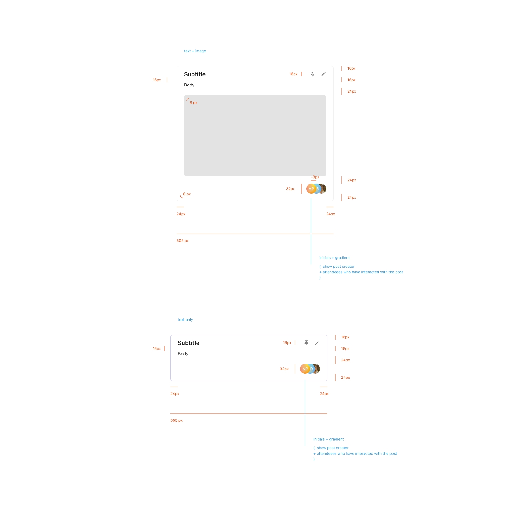 Office Party design component specifications for developer handoff