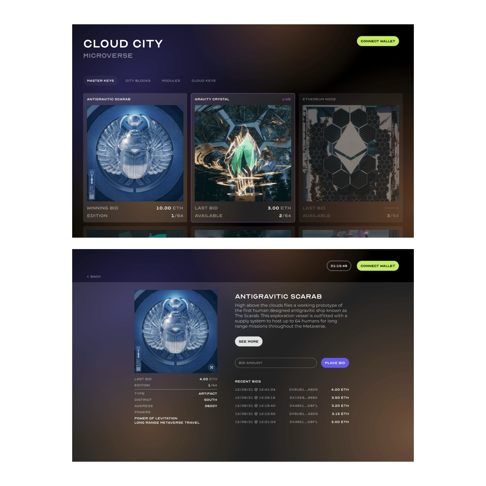 resource cloud city nft auction web app design