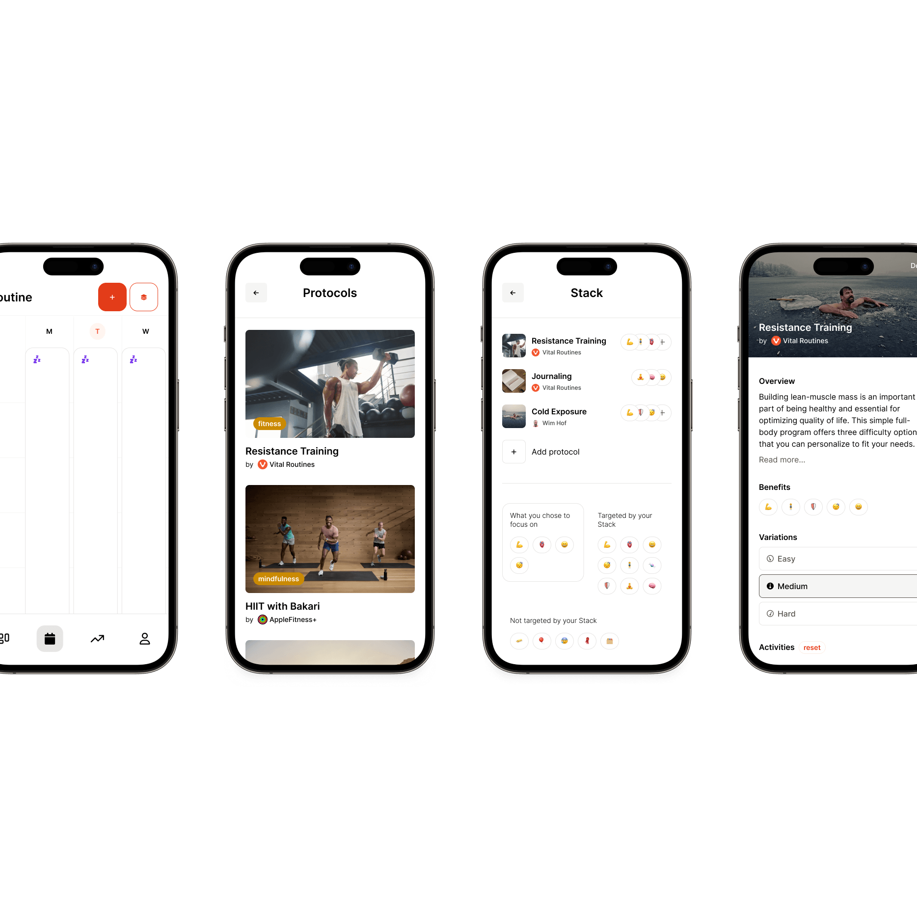 Vital Routines mobile app ui design